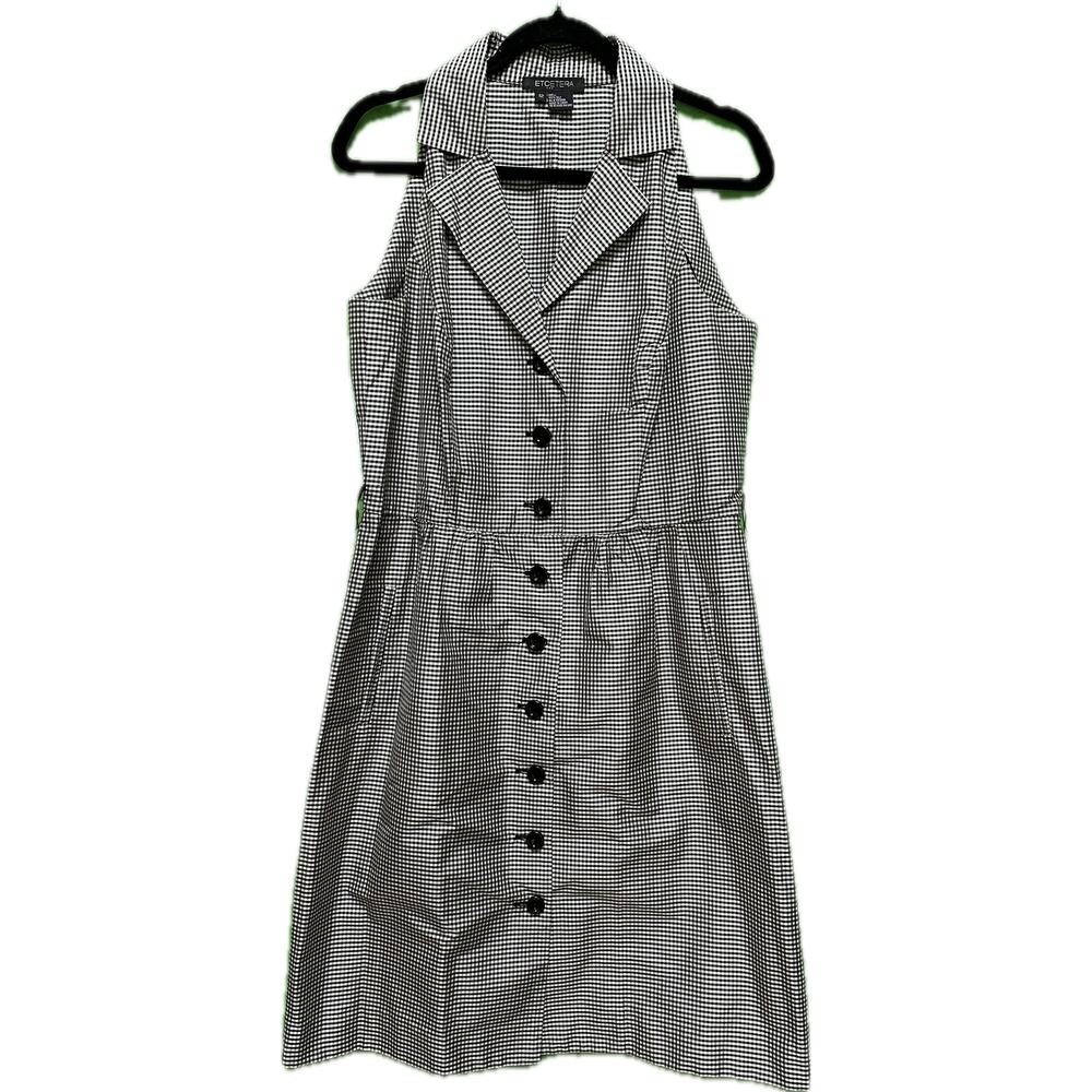 Etcetera Black and White Gingham Midi Shirt Dress